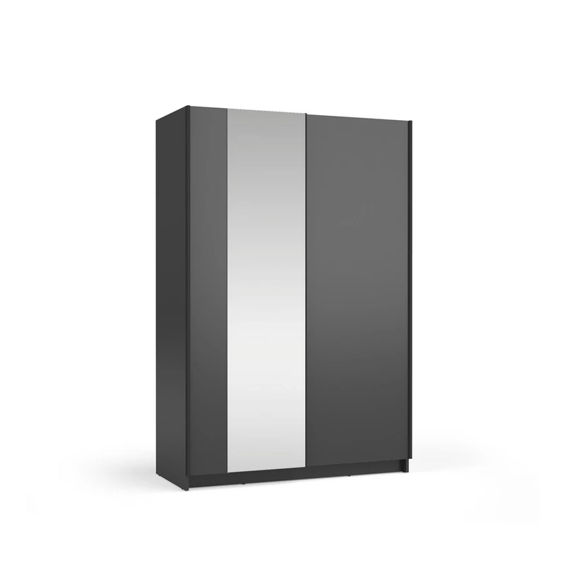 Úzká zrcadlová šatní skříň 120 cm CARTAGO - černá