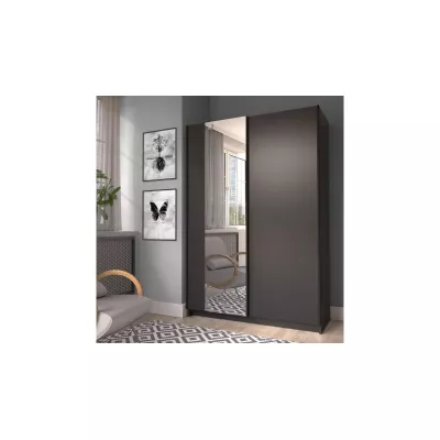 Úzká zrcadlová šatní skříň 120 cm CARTAGO - černá