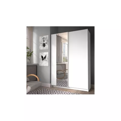 Úzká zrcadlová šatní skříň 120 cm CARTAGO - bílá