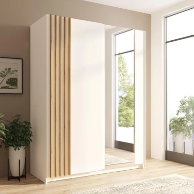Šatní skříň se zrcadlem 151 cm YUMBO - dub artisan / bílá