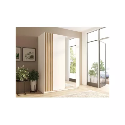 Šatní skříň se zrcadlem 151 cm YUMBO - dub artisan / bílá
