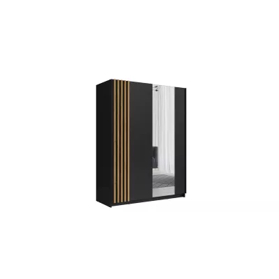 Široká šatní skříň se zrcadlem 203 cm YUMBO - dub artisan / černá