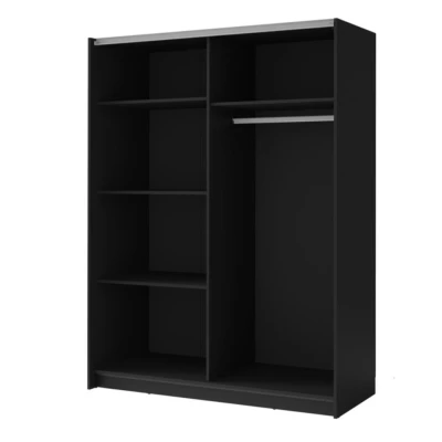 Šatní skříň se zrcadlem 150 cm BUGA - dub artisan / černá