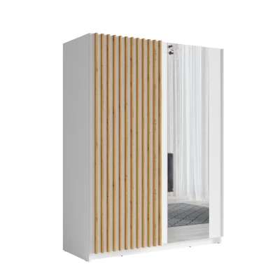 Šatní skříň se zrcadlem 150 cm BUGA - dub artisan / bílá