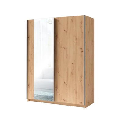 Vysoká šatní skříň 150 cm se zrcadlem LORICA - dub artisan