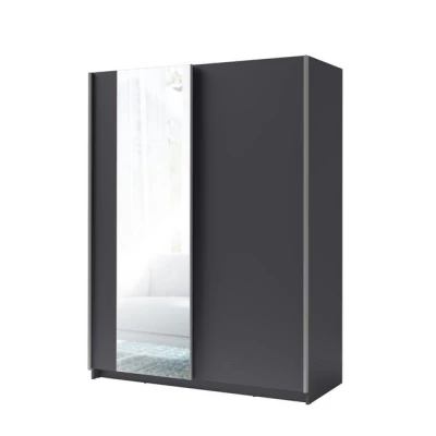 Vysoká šatní skříň 150 cm se zrcadlem LORICA - grafitová