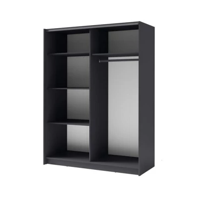 Vysoká šatní skříň 150 cm se zrcadlem LORICA - grafitová