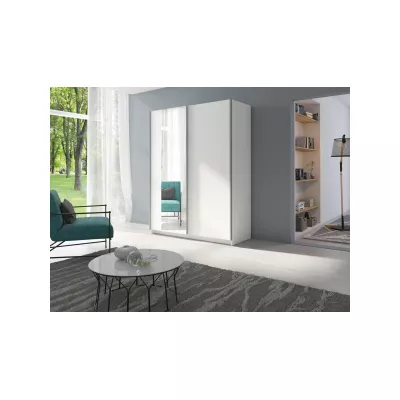 Vysoká šatní skříň 150 cm se zrcadlem LORICA - bílá