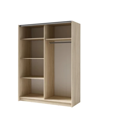 Široká šatní skříň 180 cm se zrcadlem LORICA - dub sonoma