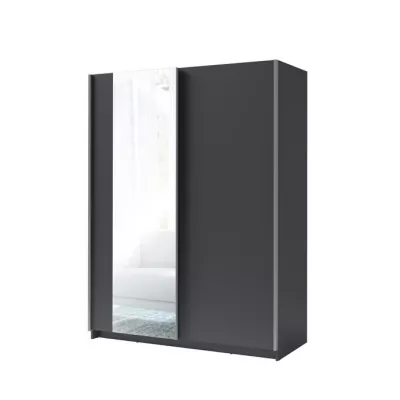 Široká šatní skříň 180 cm se zrcadlem LORICA - grafitová