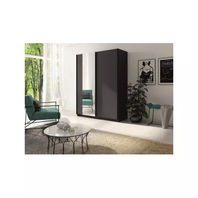 Široká šatní skříň 180 cm se zrcadlem LORICA - grafitová