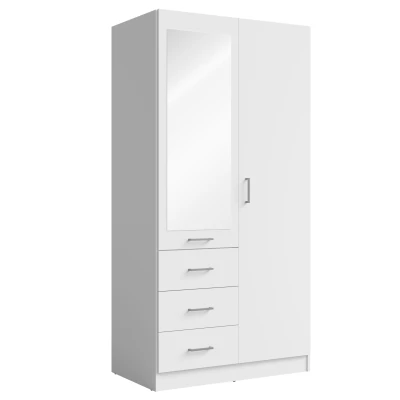 Úzká šatní skříň se zrcadlem 101 cm SIBATE - bílá