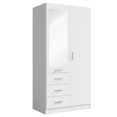 Úzká šatní skříň se zrcadlem 101 cm SIBATE - bílá