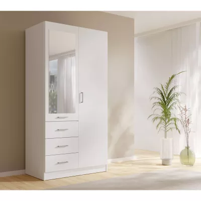 Úzká šatní skříň se zrcadlem 101 cm SIBATE - bílá