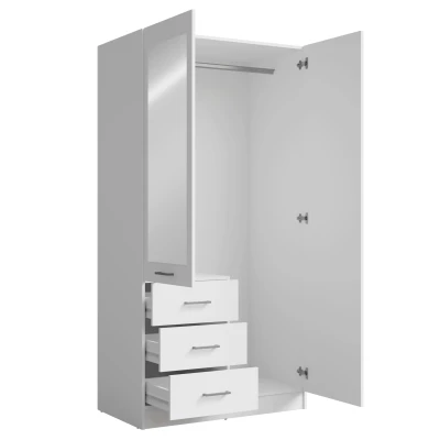 Úzká šatní skříň se zrcadlem 101 cm SIBATE - bílá