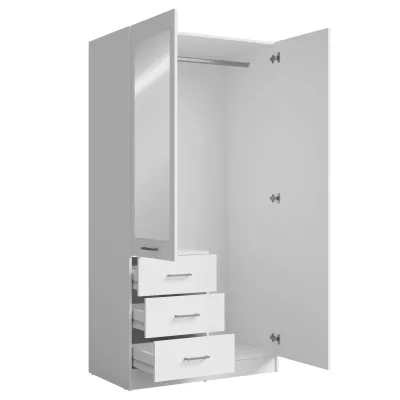 Úzká šatní skříň se zrcadlem 101 cm SIBATE - bílá