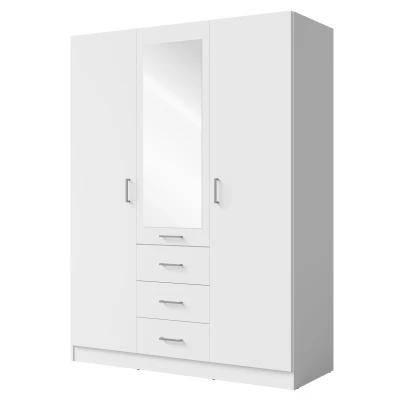 Šatní skříň se zrcadlem 151 cm SIBATE - bílá