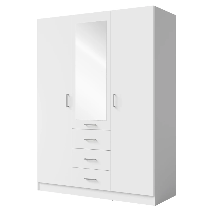 Šatní skříň se zrcadlem 151 cm SIBATE - bílá