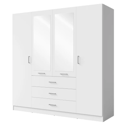 Široká šatní skříň se zrcadlem 200 cm SIBATE - bílá