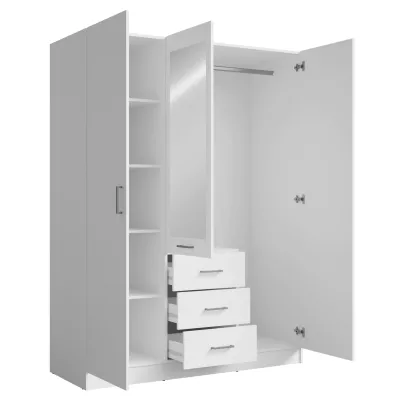 Šatní skříň se zrcadlem 151 cm SIBATE - bílá