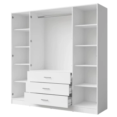 Široká šatní skříň se zrcadlem 200 cm SIBATE - bílá