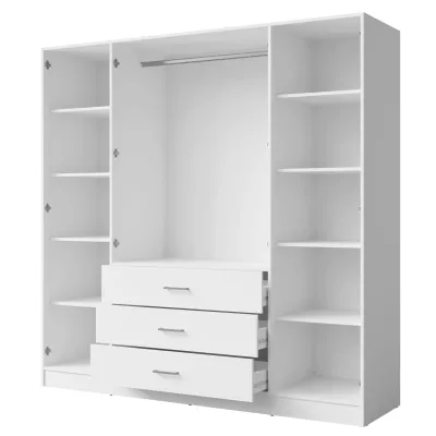 Široká šatní skříň se zrcadlem 200 cm SIBATE - bílá