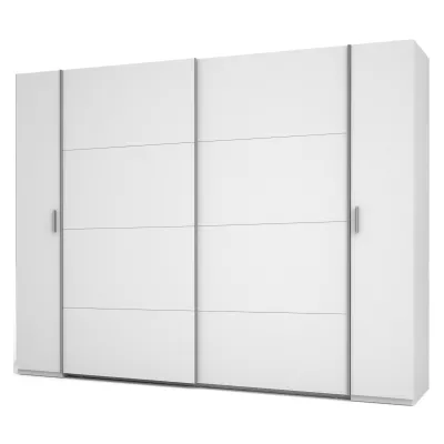 Velká šatní skříň 270 cm GIRADOT - bílá / stříbrné úchyty