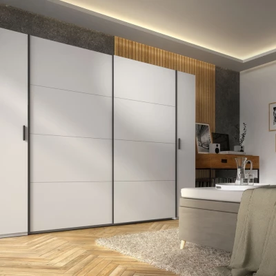 Velká šatní skříň 270 cm GIRADOT - bílá / černé úchyty