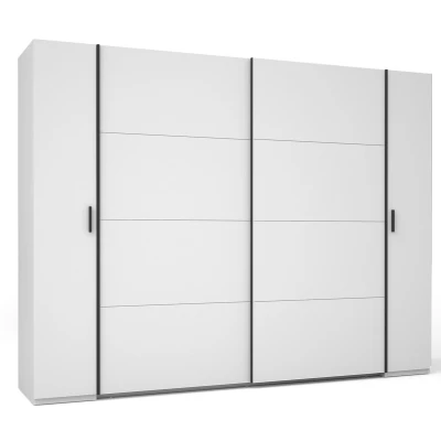 Velká šatní skříň 270 cm GIRADOT - bílá / černé úchyty