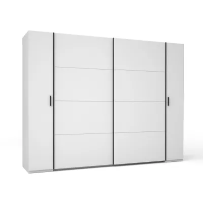 Velká šatní skříň 270 cm GIRADOT - bílá / černé úchyty