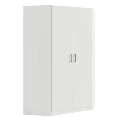 Rohová šatní skříň 117 cm CERETE 6 - bílá