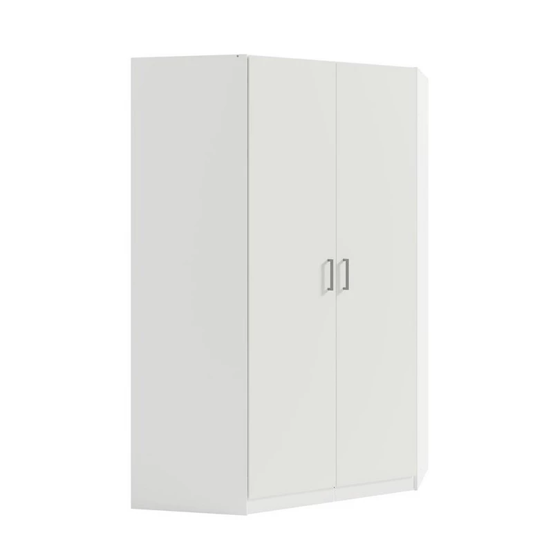 Rohová šatní skříň 117 cm CERETE 6 - bílá