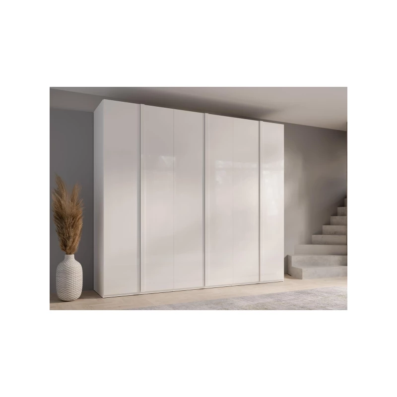 Velká šatní skříň 271 cm GUAMO - alpská bílá / lesklá bílá