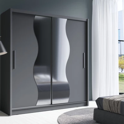 Šatní skříň se zrcadlem 200 cm CHOCONTA 1 - grafitová
