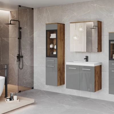 Koupelnová sestava ESTELA 2 - kaštan / šedá lesk