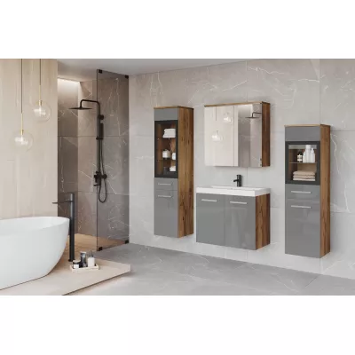 Koupelnová sestava ESTELA 2 - kaštan / šedá lesk