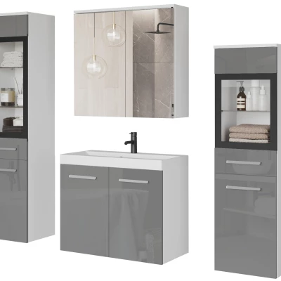 Koupelnová sestava ESTELA 2 - bílá mat / šedá lesk