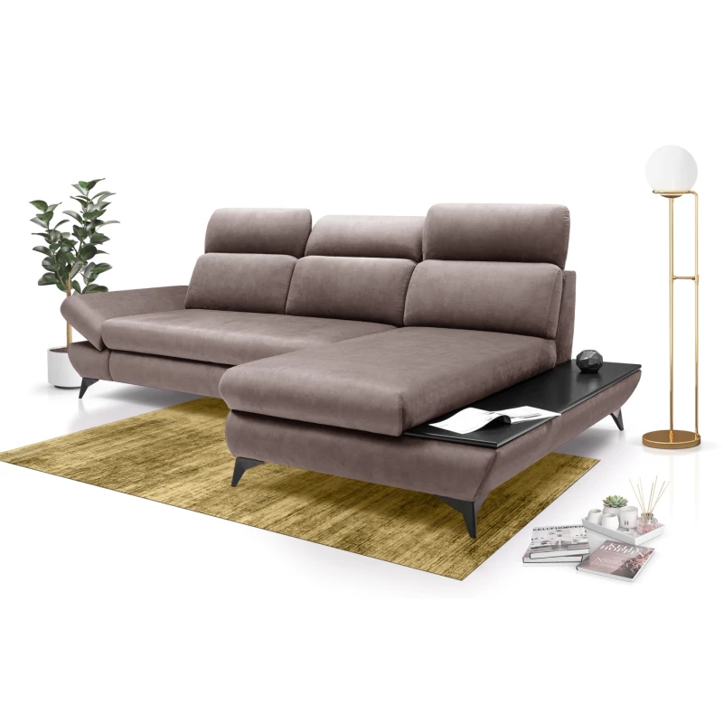 Rohová rozkládací sedací souprava SARNIA - šedá 2, pravý roh