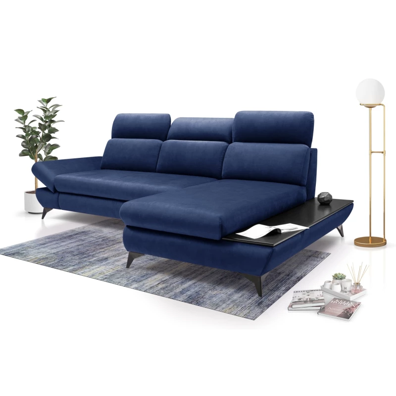 Rohová rozkládací sedací souprava SARNIA - modrá, pravý roh