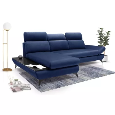 Rohová rozkládací sedací souprava SARNIA - modrá, levý roh