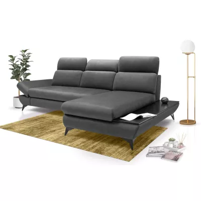 Rohová rozkládací sedací souprava SARNIA - tmavá šedá 2, pravý roh