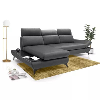 Rohová rozkládací sedací souprava SARNIA - tmavá šedá 2, levý roh