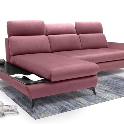 Rohová rozkládací sedací souprava SARNIA - růžová, levý roh