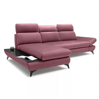 Rohová rozkládací sedací souprava SARNIA - růžová, levý roh