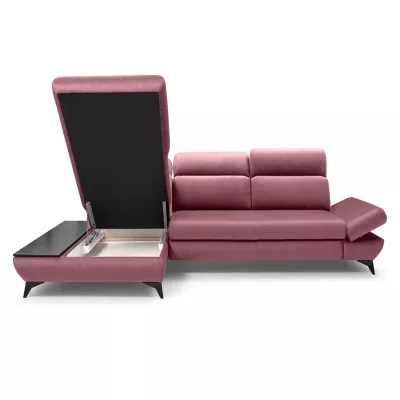 Rohová rozkládací sedací souprava SARNIA - růžová, levý roh