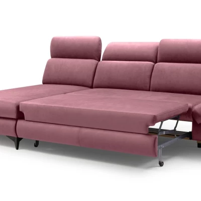 Rohová rozkládací sedací souprava SARNIA - růžová, levý roh