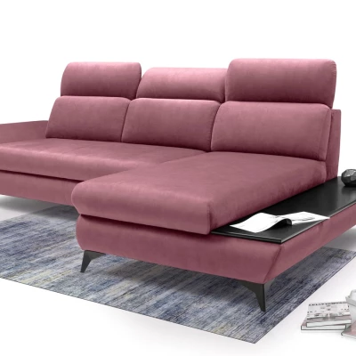 Rohová rozkládací sedací souprava SARNIA - růžová, pravý roh