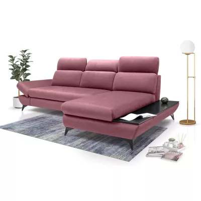 Rohová rozkládací sedací souprava SARNIA - růžová, pravý roh