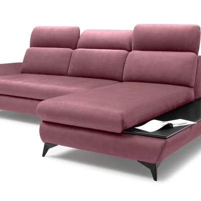 Rohová rozkládací sedací souprava SARNIA - růžová, pravý roh