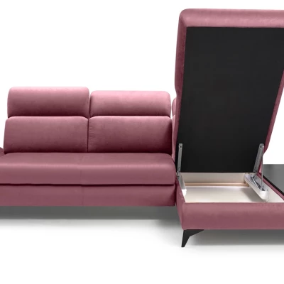 Rohová rozkládací sedací souprava SARNIA - růžová, pravý roh